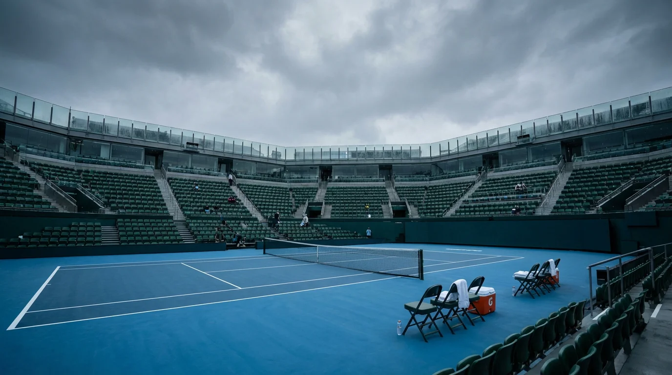 Campo da tennis vuoto dopo un walkover