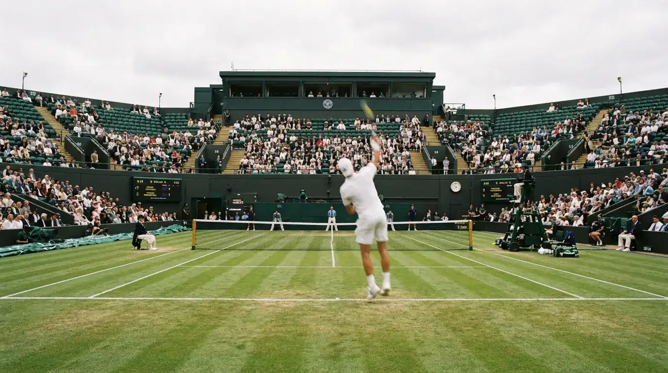 Match di tennis sull'erba verde di Wimbledon