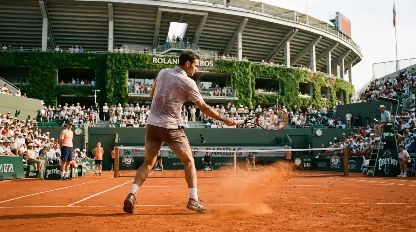 Partita di tennis sulla terra rossa del Roland Garros