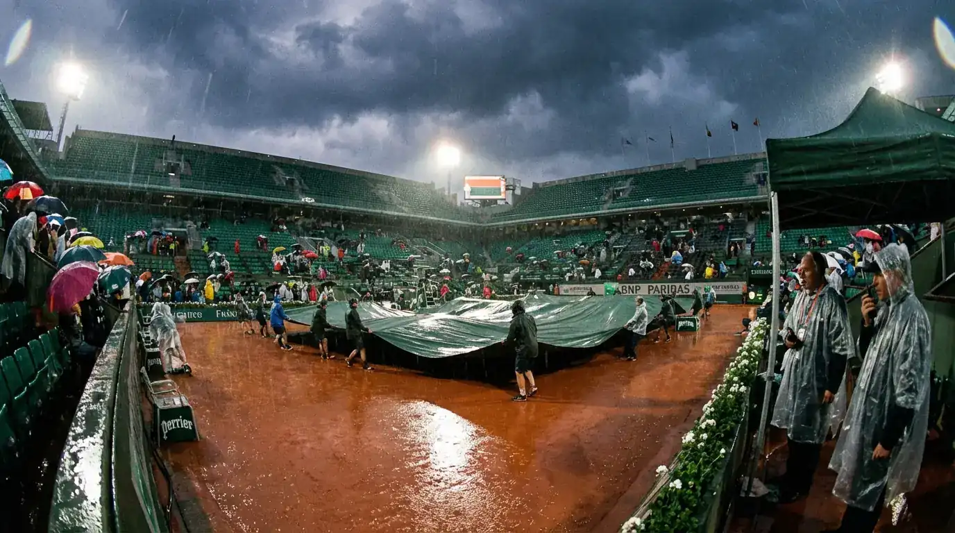 Partita di tennis interrotta dalla pioggia