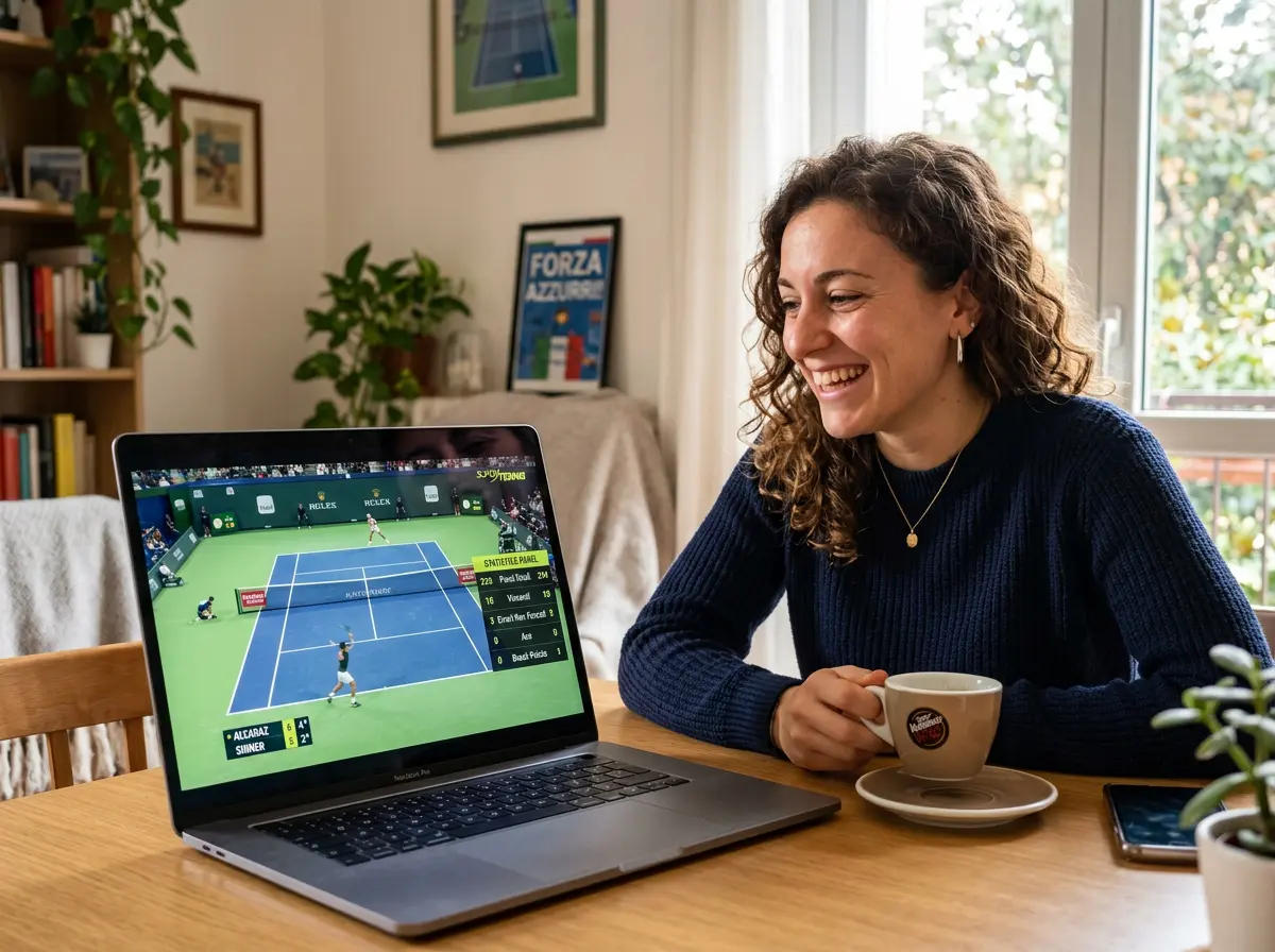 Streaming live di partita tennis su piattaforma scommesse
