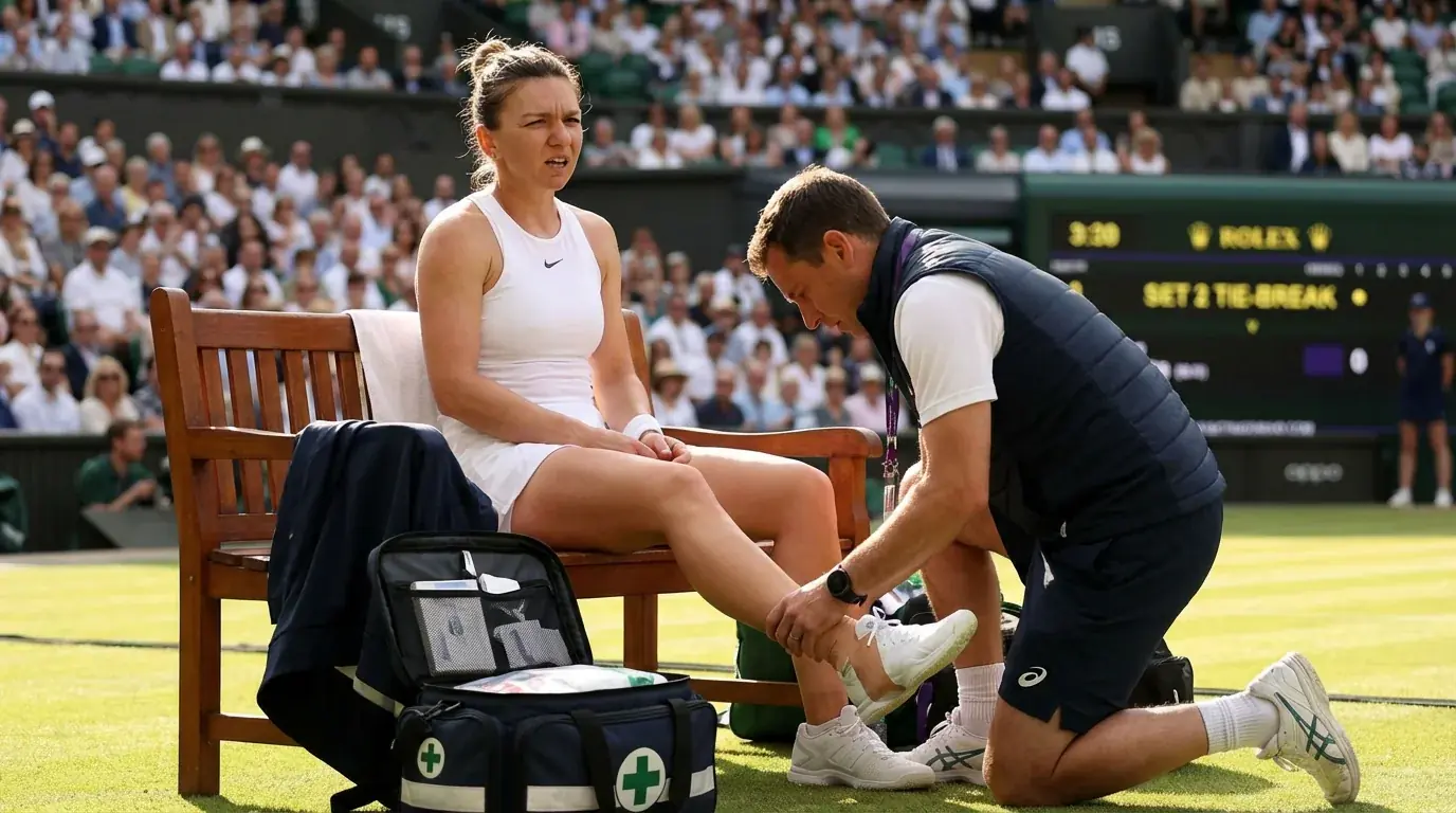 Tennista che riceve assistenza medica durante un match